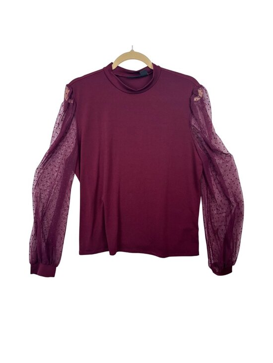 Halogen Tops - ✨3/$30 Halogen XXL Burgundy Sheer Sleeve Knit Top Womens Office Whimsigoth